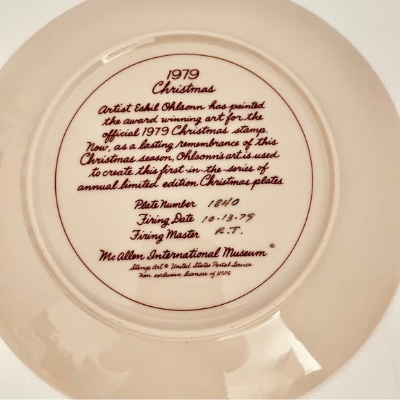 Vintage USPS Stamps Gingerbread Man Santa, Christmas 1979 Santa Plate - Picture 6 of 9